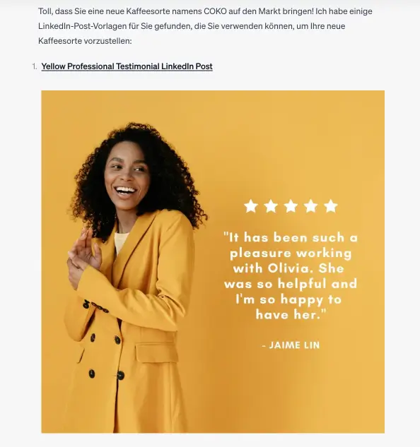 ChatGPT schlägt Canva-Designvorlagen auf Grundlage der Nutzeranforderungen vor. ChatGPT schlägt Canva-Designvorlagen auf Grundlage der Nutzeranforderungen vor.