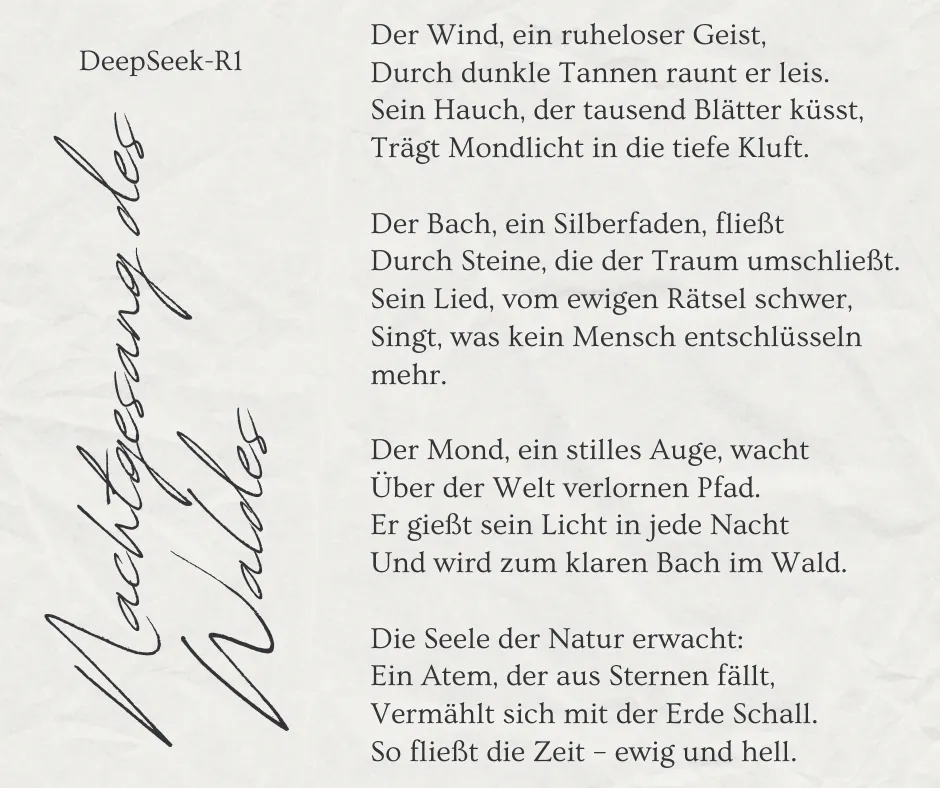 Ein Gedicht mit KI zu schreiben ist mit DeepSeek möglich.