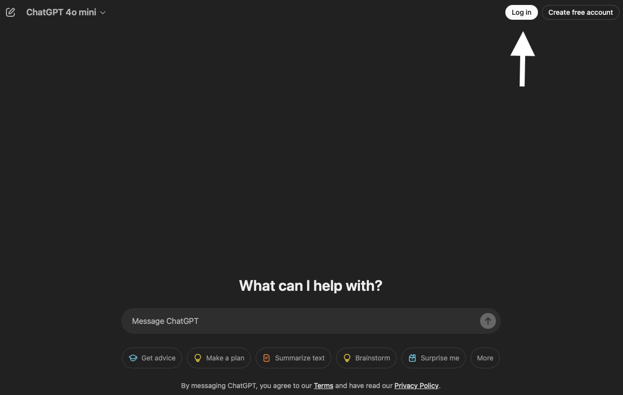 In ChatGPT Plus einloggen, um die Funktion zum direkten Lesen und Zusammenfassen von PDF-Dateien zu nutzen