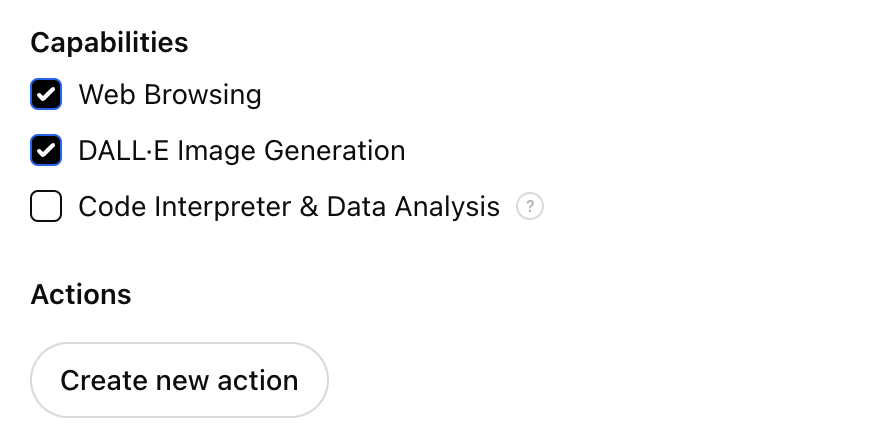Schritt 7: Capabilities aktivieren und bei Bedarf Actions einrichten