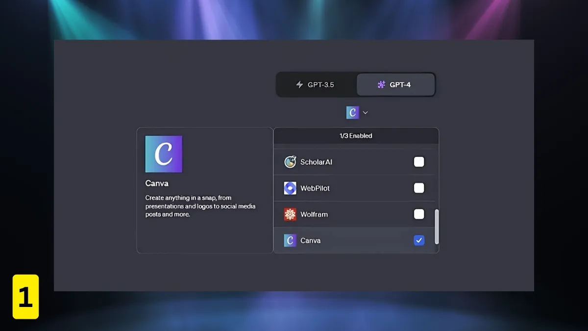 Zum Modell ChatGPT-4 wechseln und das Canva-Plugin in der ChatGPT-Oberfläche aktivieren. Zum Modell ChatGPT-4 wechseln und das Canva-Plugin in der ChatGPT-Oberfläche aktivieren.