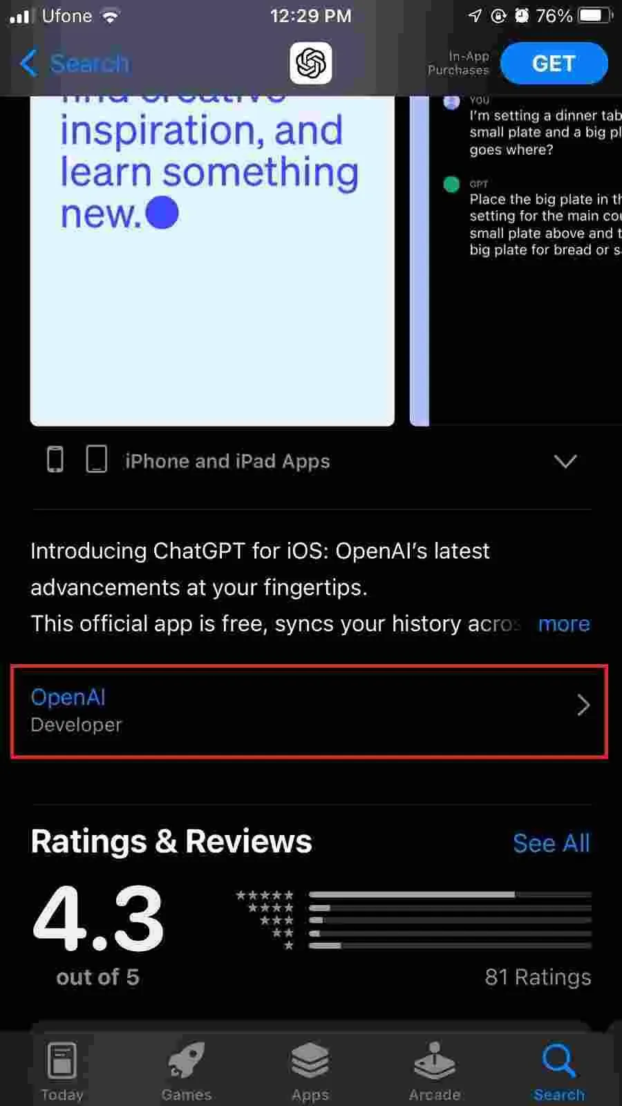 wählen sie die von openai entwickelte app da es möglicherweise ähnliche apps gibt