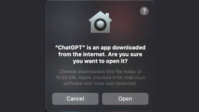 Wählen Sie „Öffnen“, um die Anwendung auszuführen.
