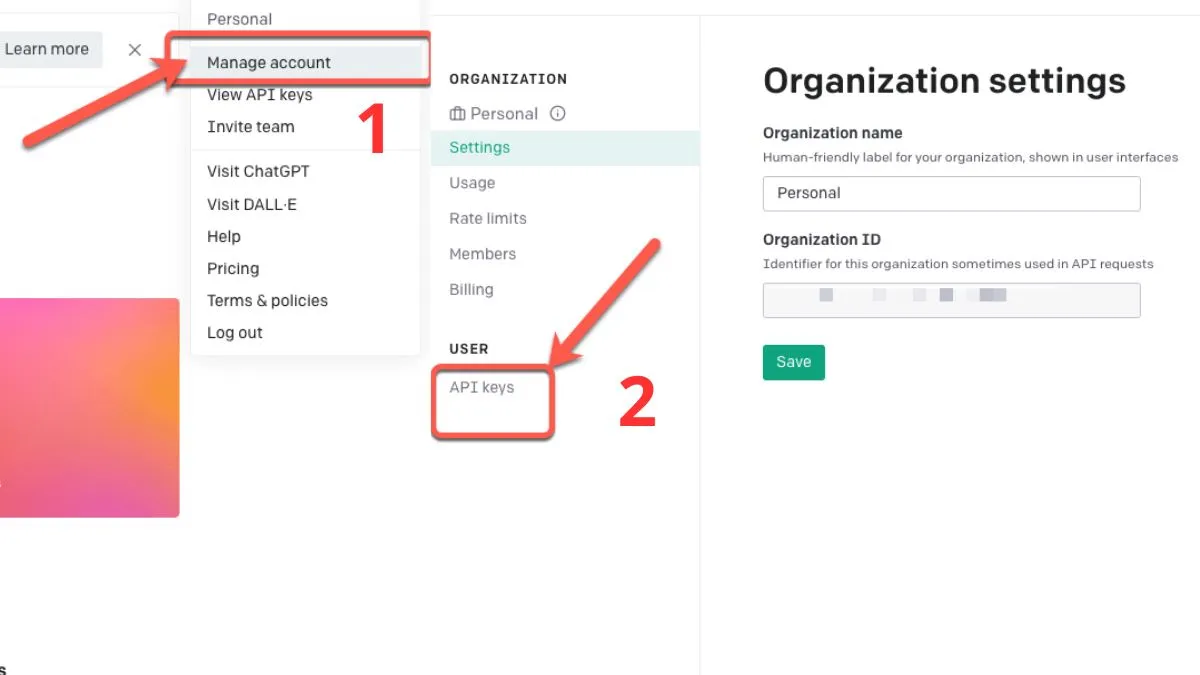 Zur Kontoverwaltung → USER → API Keys wechseln